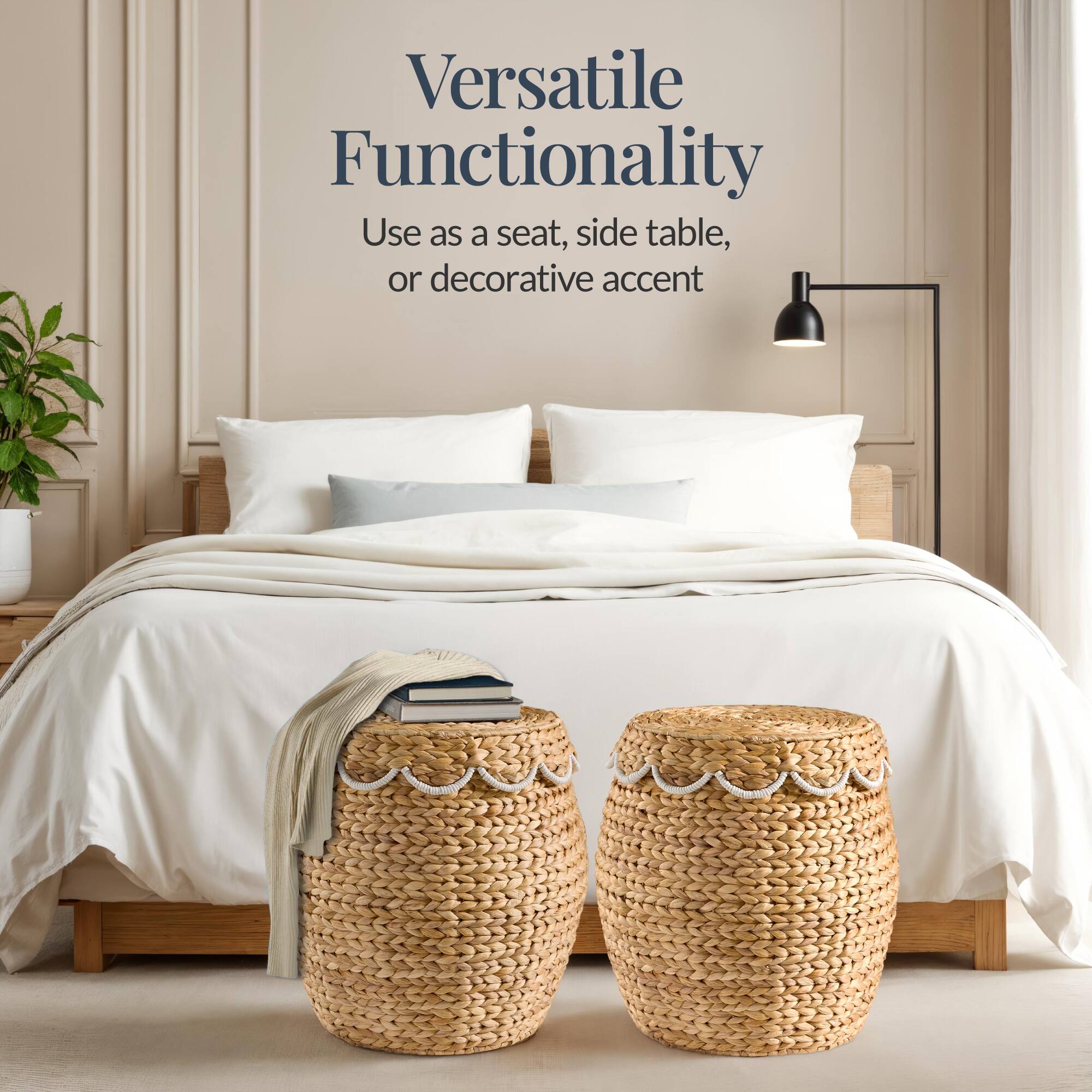 Versatile Functionality  
Use as a seat, side table, or decorative accent