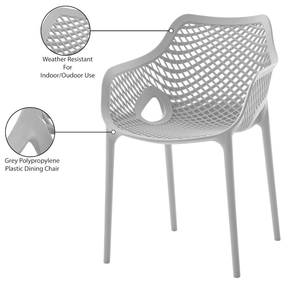 Weather Resistant  
For Indoor/Outdoor Use  

Grey Polypropylene Plastic Dining Chair