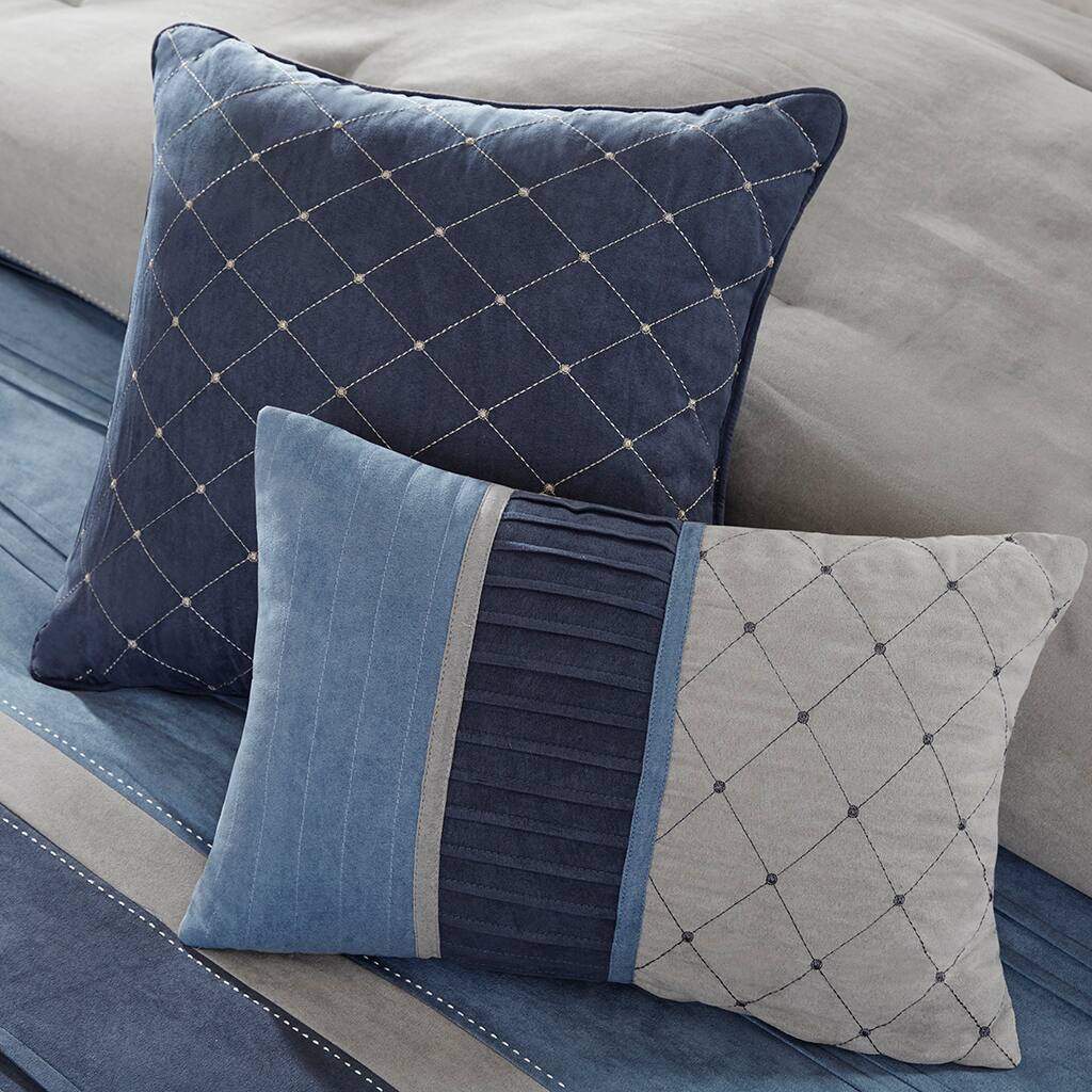 Alt View 2. Gracie Mills - Gracie Mills Conley 7 Piece Suede Pieced Comforter Set - Navy.