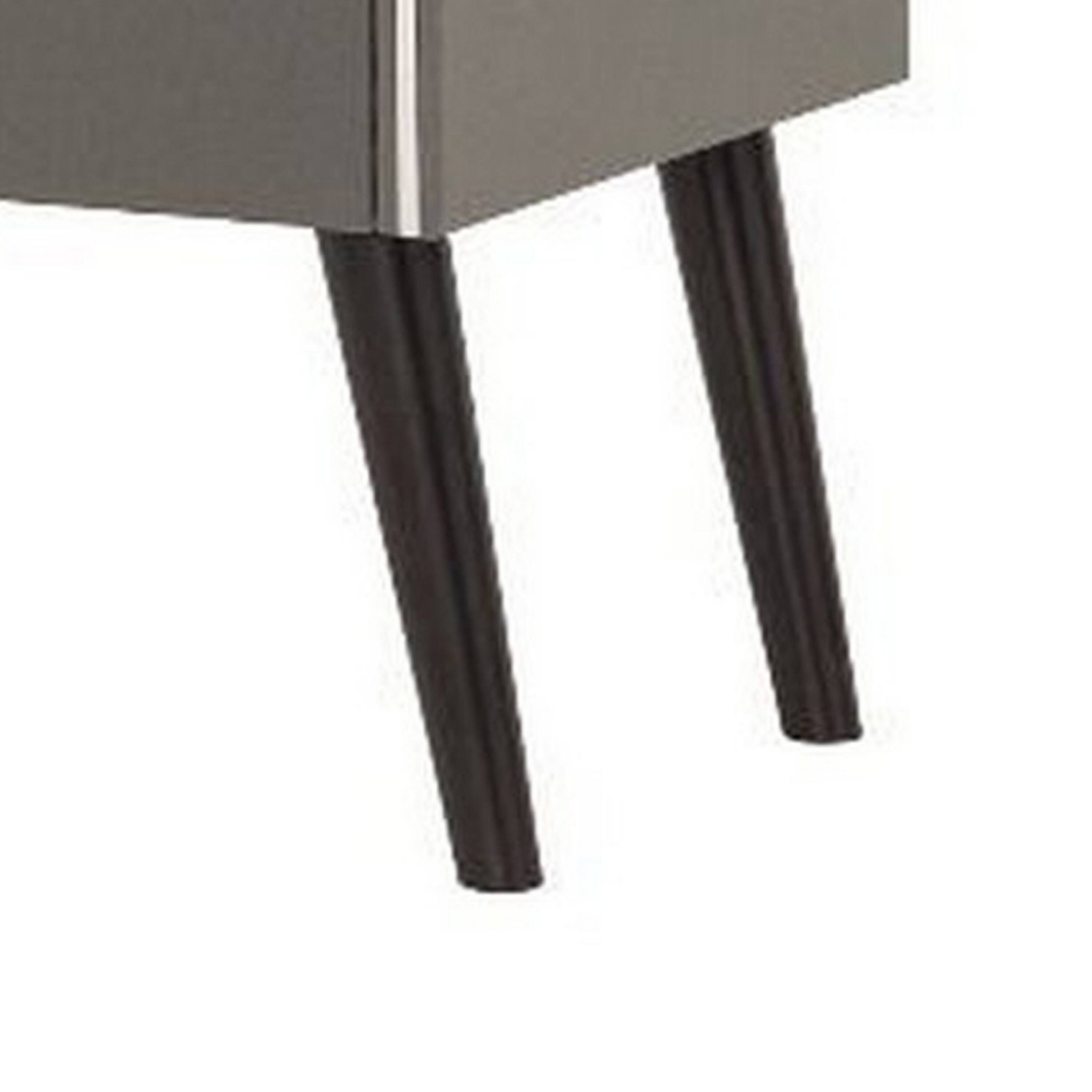 Manhattan Lane Curved Edge 1 Drawer Nightstand with Chrome Trim Gray ...