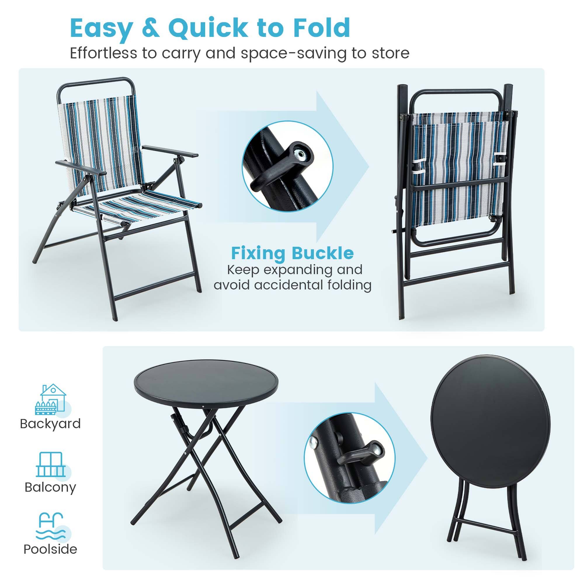 Easy & Quick to Fold
Effortless to carry and space-saving to store
Fixing Buckle
Keep expanding and avoid accidental folding
Backyard
Balcony
Poolside
