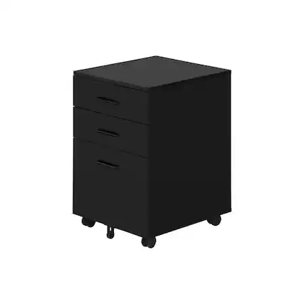 Front. HTUTWOO - File Cabinet - 3-Drawer Rolling Mobile Storage Cabinet, Printer Stand, Office Organization, Black Laminate Finish - Black.