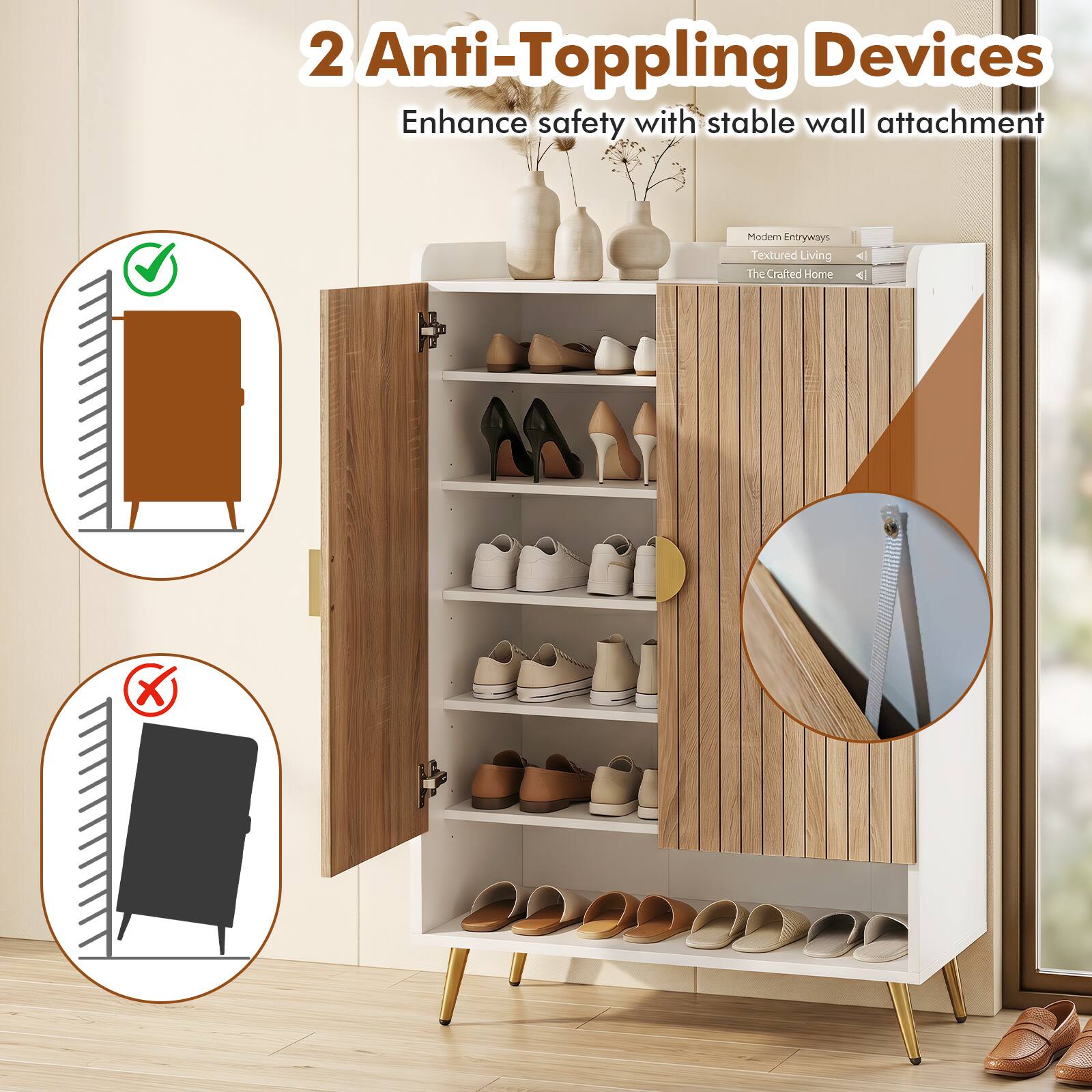 2 Anti-Topping Devices  
Enhance safety with stable wall attachment  

Modern Entryways  
Textured Living  
The Crafted Home