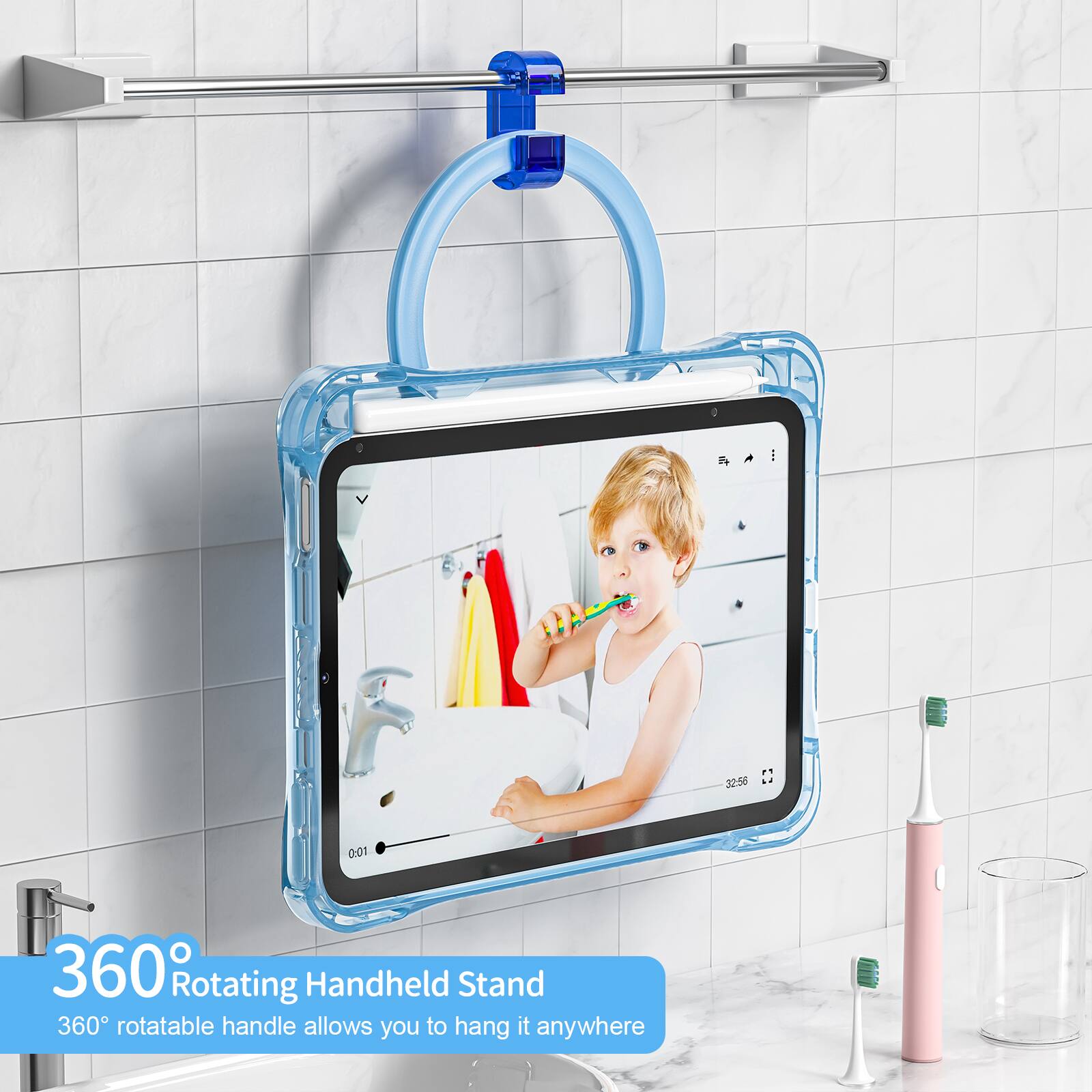 360° Rotating Handheld Stand  
360° rotatable handle allows you to hang it anywhere