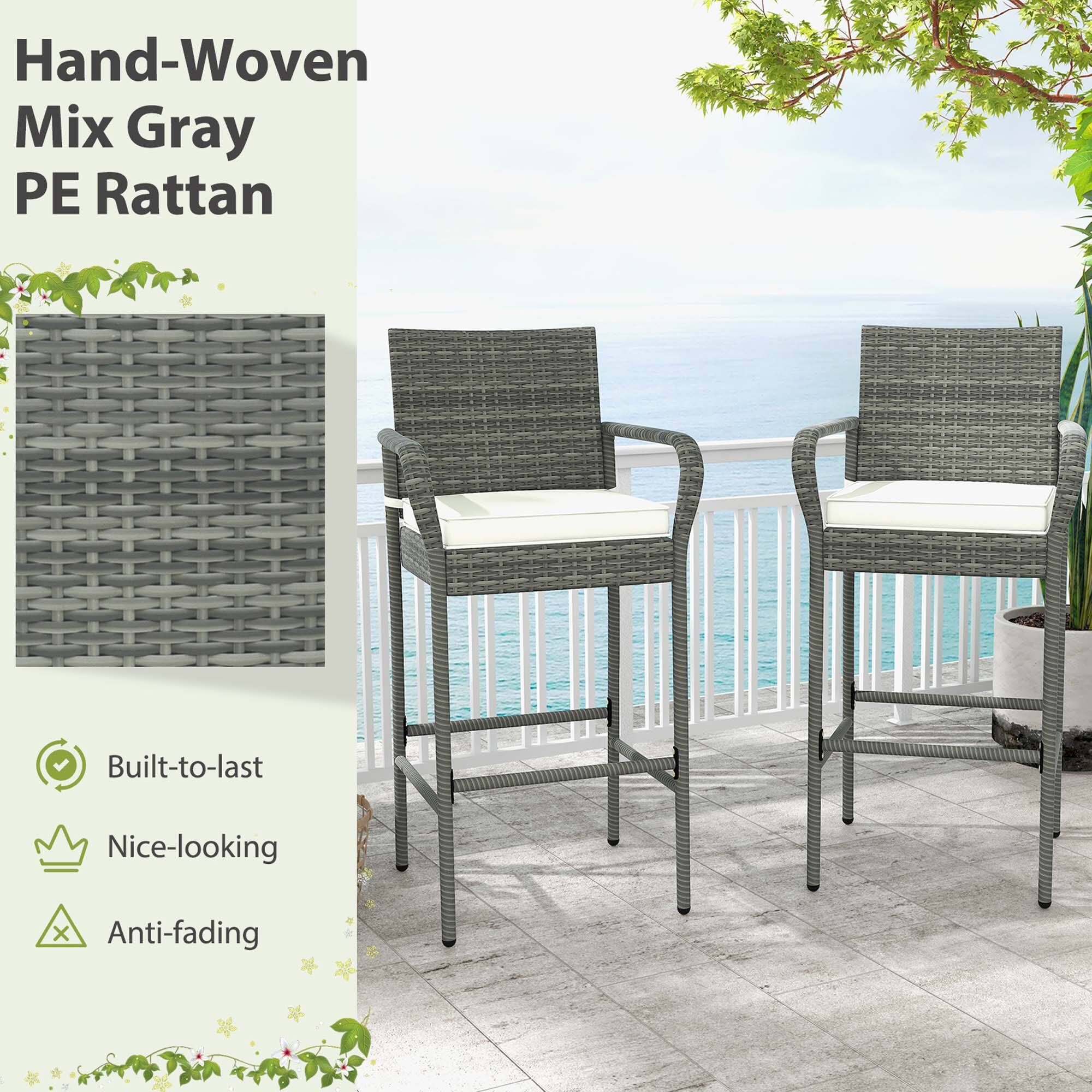 Hand-Woven Mix Gray PE Rattan, Built-to-last, Nice-looking, Anti-fading