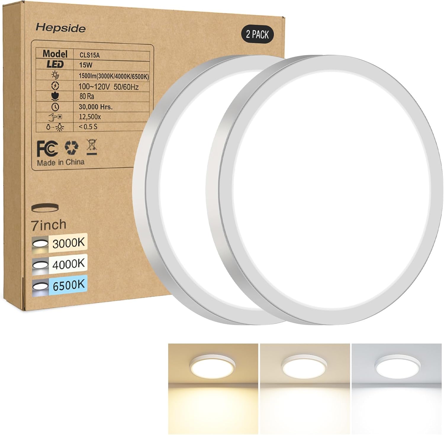 Veranti Compact LED Flush Mount Ceiling Light, 1500 Lumens, 3 ...