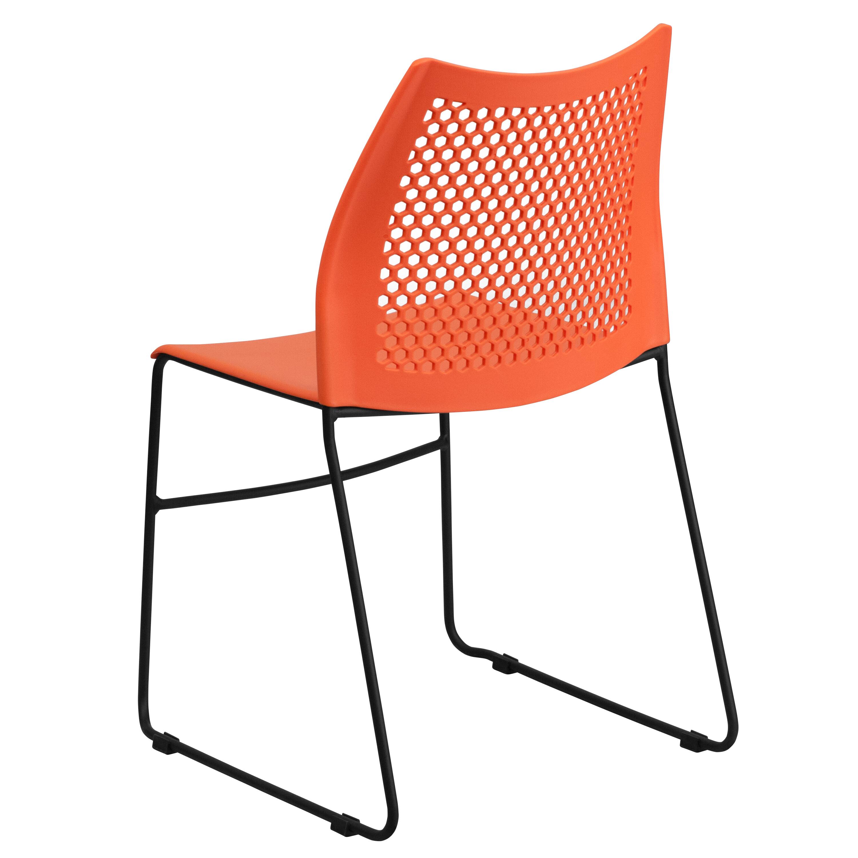 Alt View 5. Emma + Oliver - Home and Office Sled Base Stack Chair with Air-Vent Back - Guest Chair - Orange.