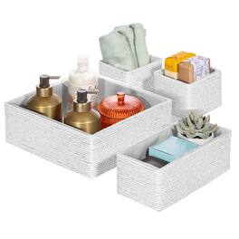 Sorbus - Storage Baskets - Woven Material - Set of 4 - Braided Organizer for Bathroom, Vanity - White