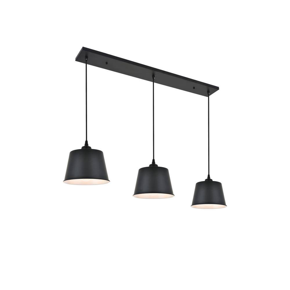 Alt View 6. Living District - Nota 3 light black Pendant - Black.