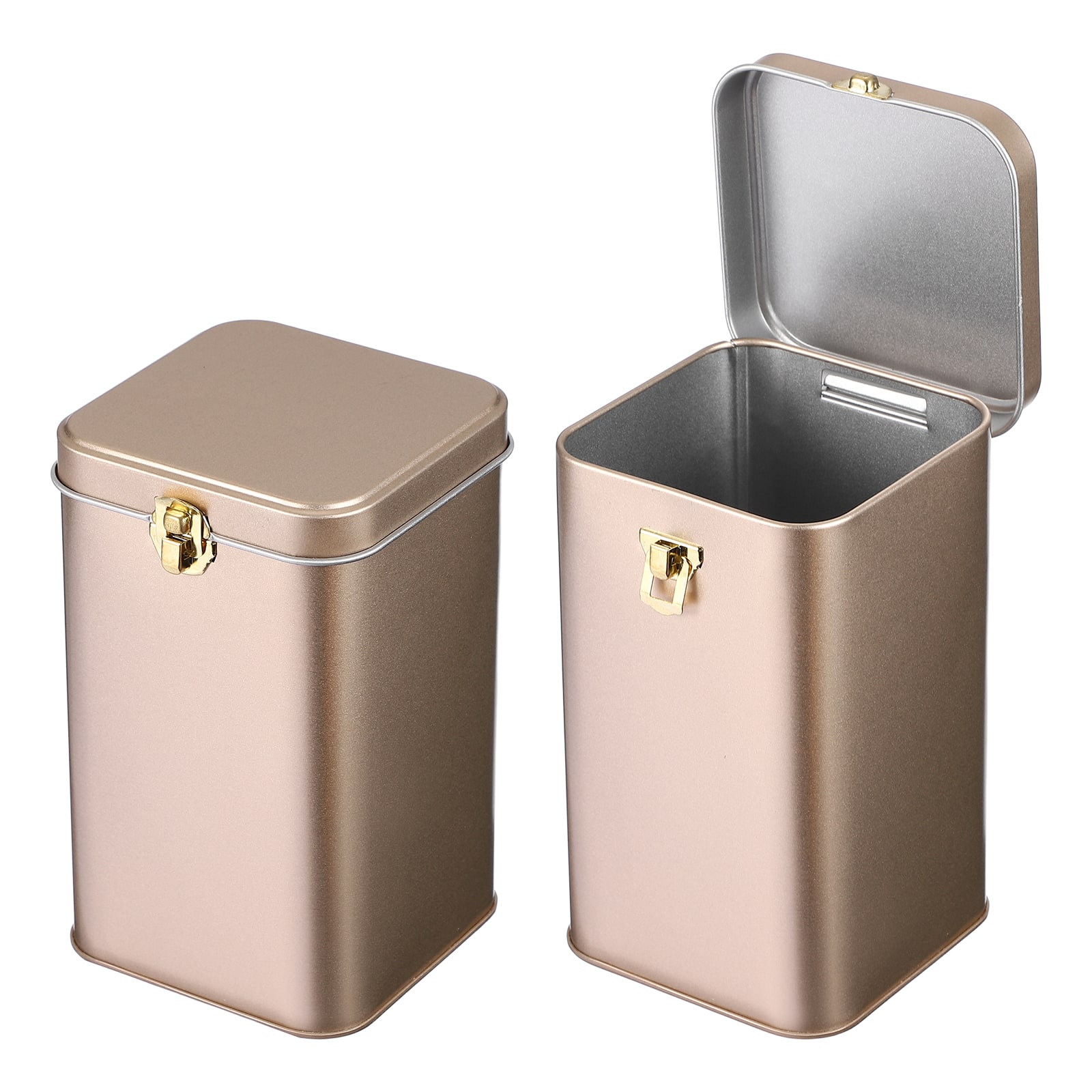 Unique Bargains - 2pcs Square Tin Can with Lid Metal Empty Storage Container for Tea Coffee Cookies Crafts - Gold price history on PriceWatchPro
