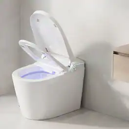 Dyonery - Smart Toilet with Built-In Bidet, Full/Half Flush, Heated Seat, Night Light, One-Piece Design. Auto Soft Close, UV-C - White