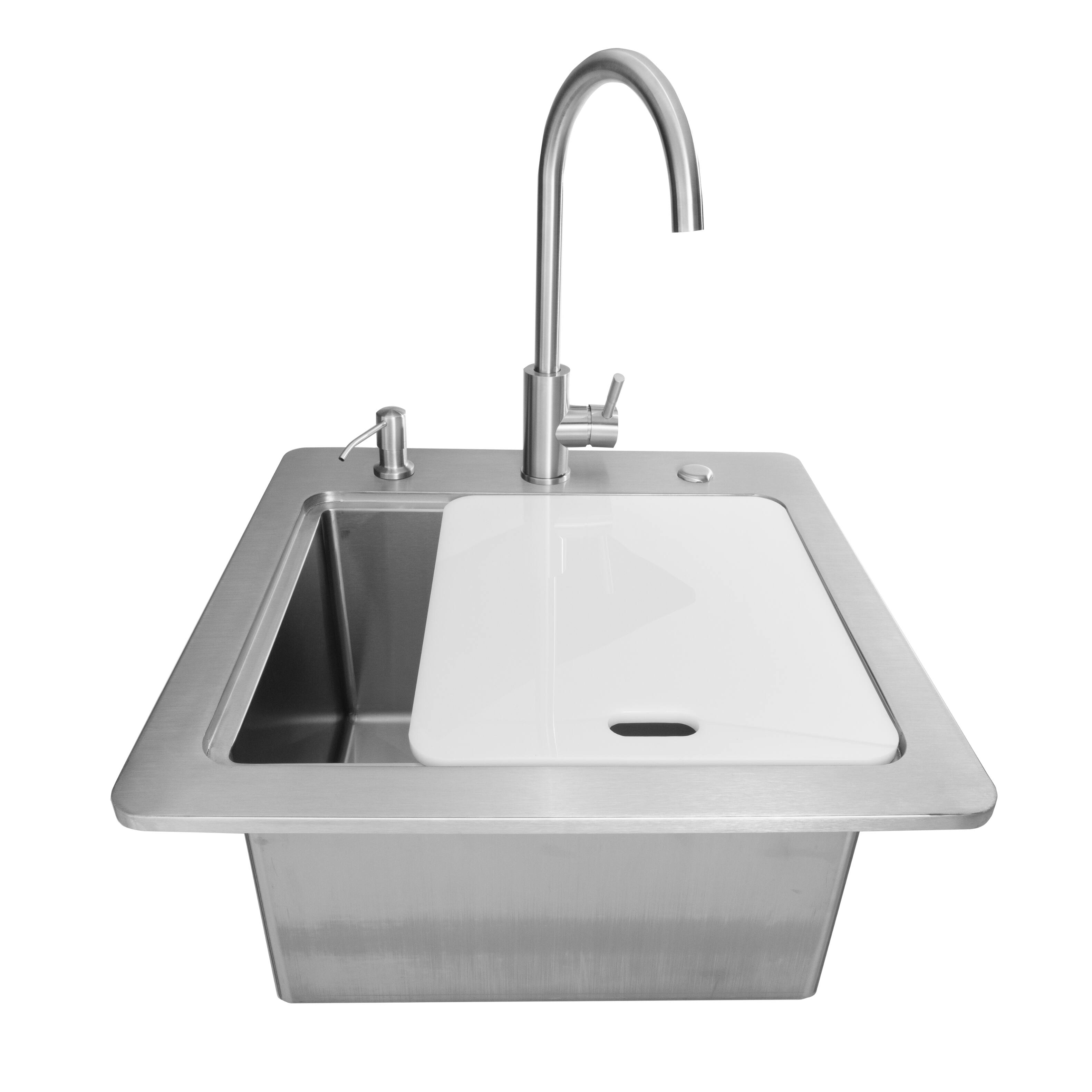 Left. Coyote Outdoor Living - 21 in Outdoor Kitchen Sink with Faucet - Stainless Steel.