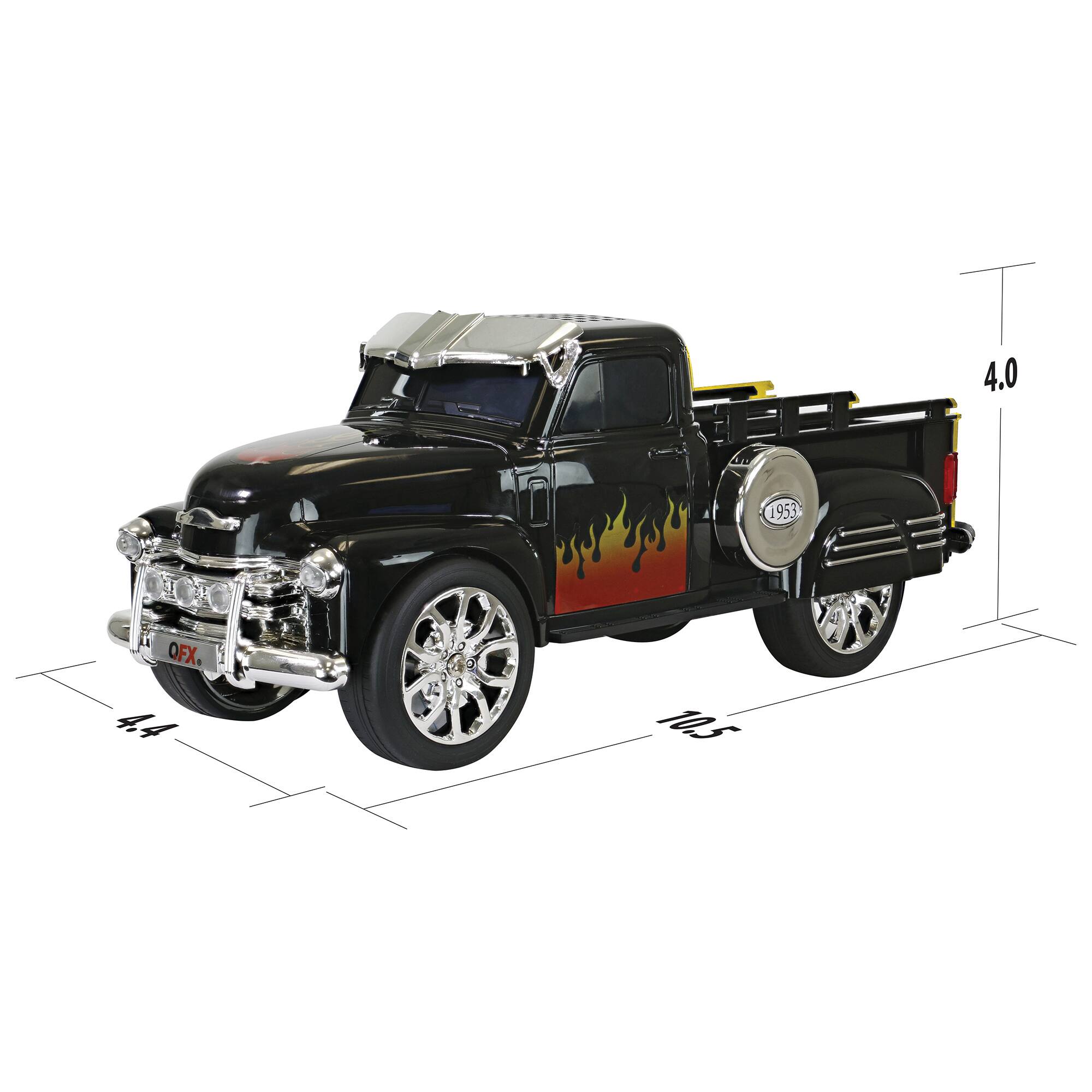 Angle. QFX - Retro Classic Truck Portable Bluetooth Speaker with Bass Radiator and LED Lights - Black.