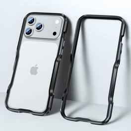 Dteck - Metal Bumper for Apple iPhone 17 Pro Max, Shockproof Rugged Backless Protective Cover - Black