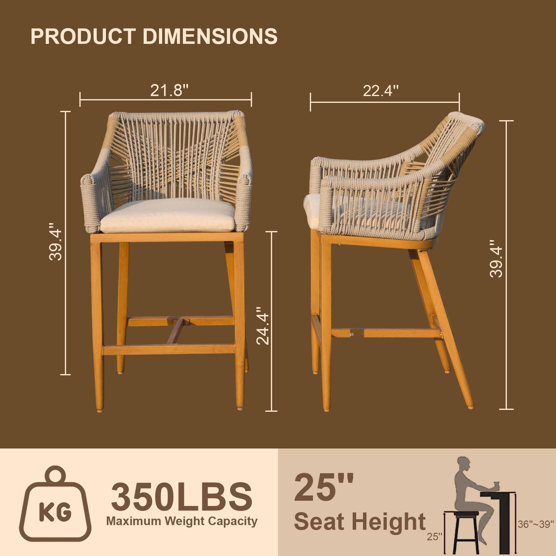 PRODUCT DIMENSIONS  
21.8" 22.4" 39.4" 24.4" 39.4" 350LBS 25"  
Maximum Weight Capacity  
Seat Height 25"  
36"~39"