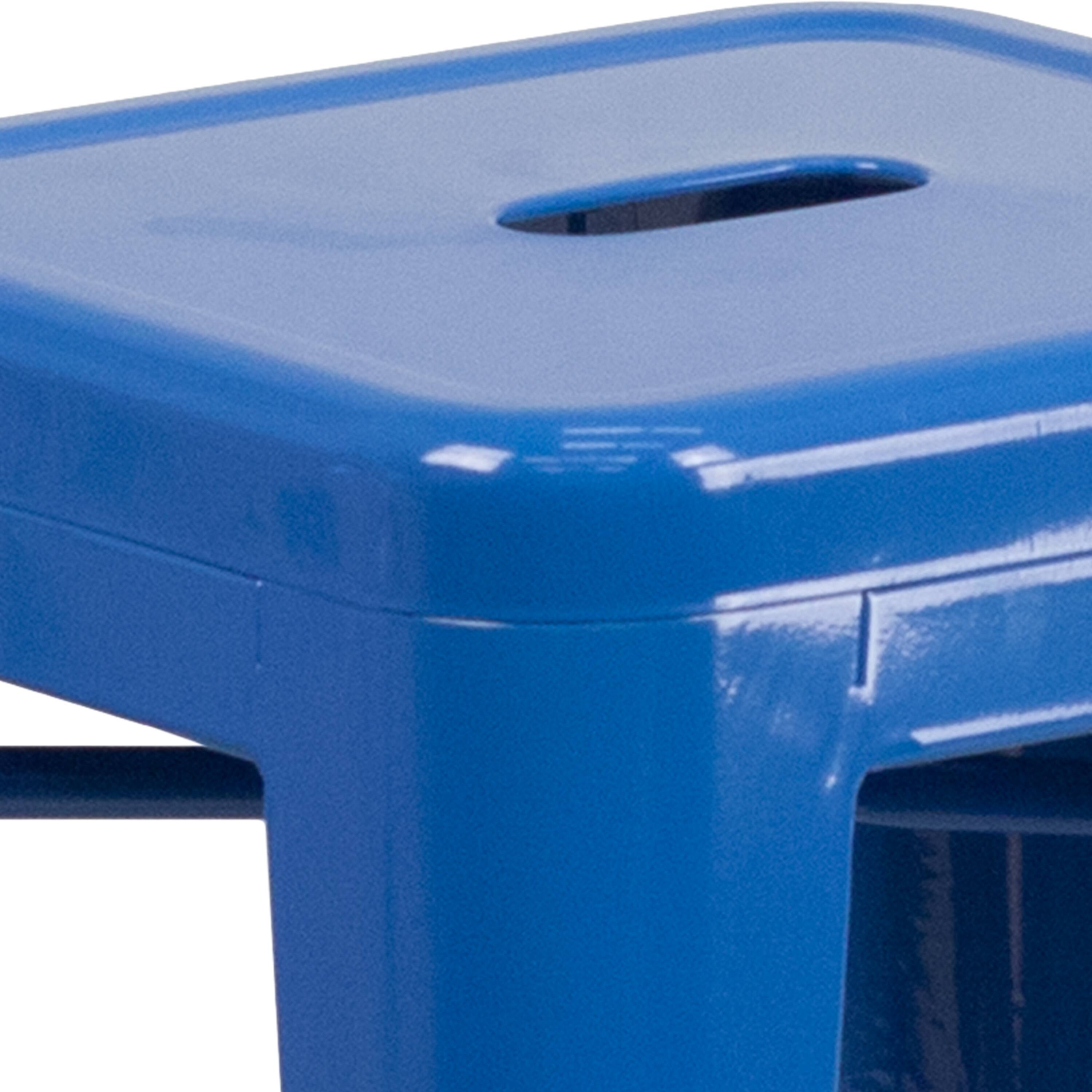 Alt View 9. Emma + Oliver - Commercial Grade 24"H Backless Metal Indoor-Outdoor Counter Stool w/ Square Seat - Blue.