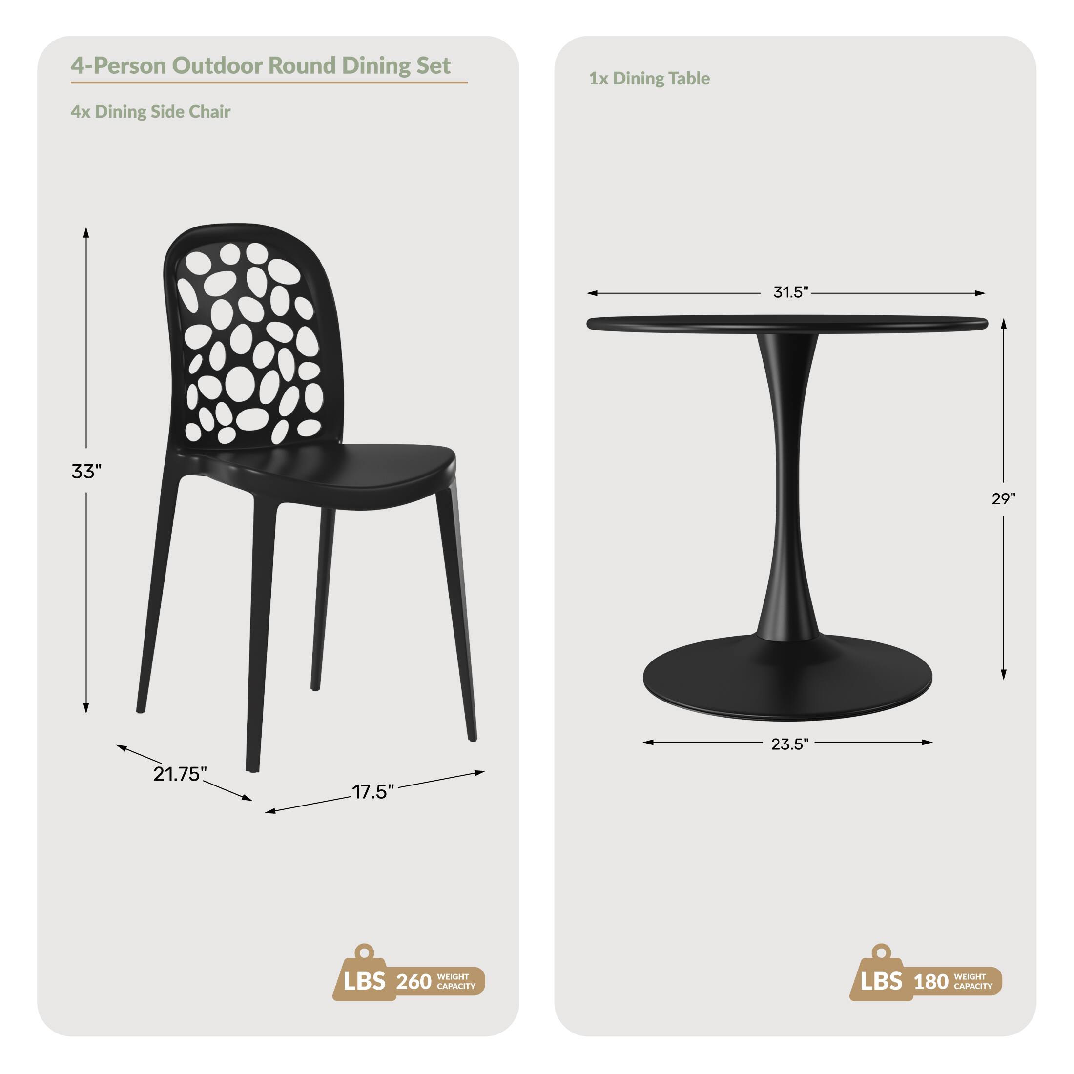 WestinTrends Playa 5 Piece Outdoor Indoor Metal Patio Dining Table Set ...