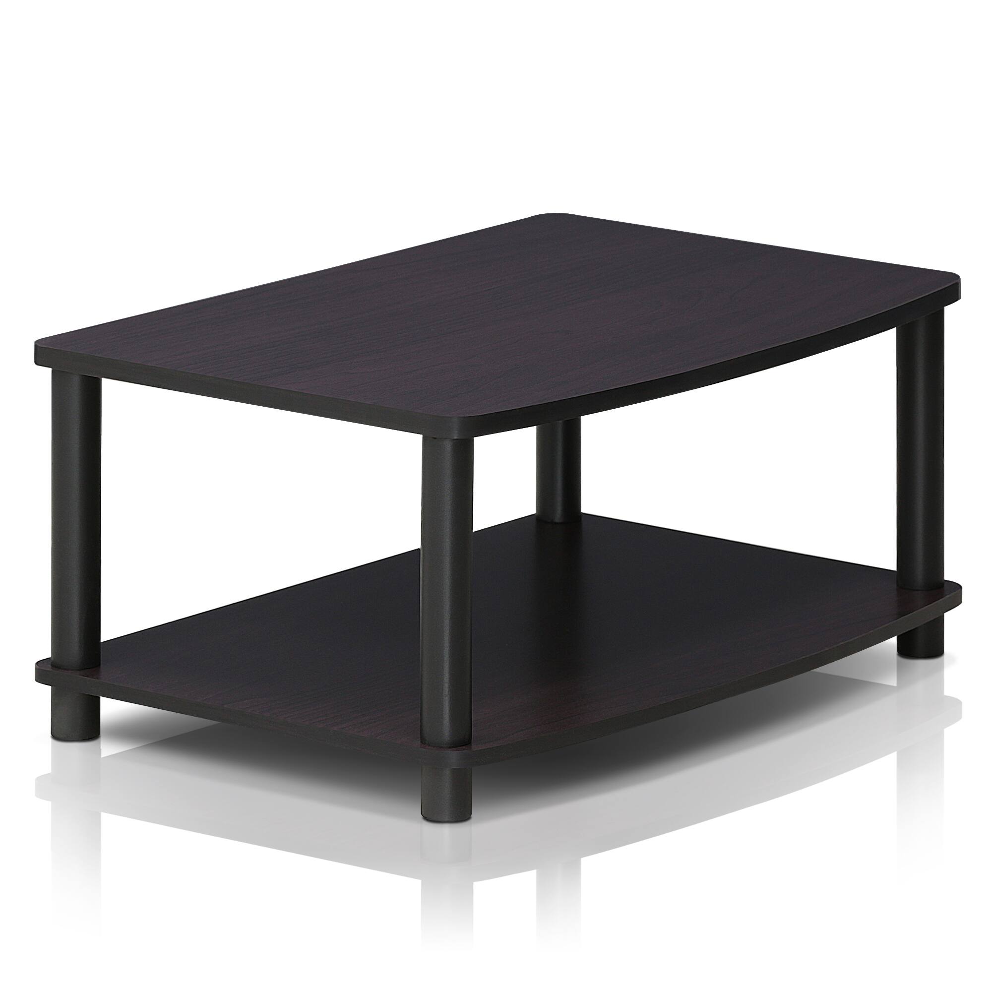 Alt View 2. Furinno - Turn-N-Tube No Tools 2-Tier Elevated TV Stands - Dark Walnut.