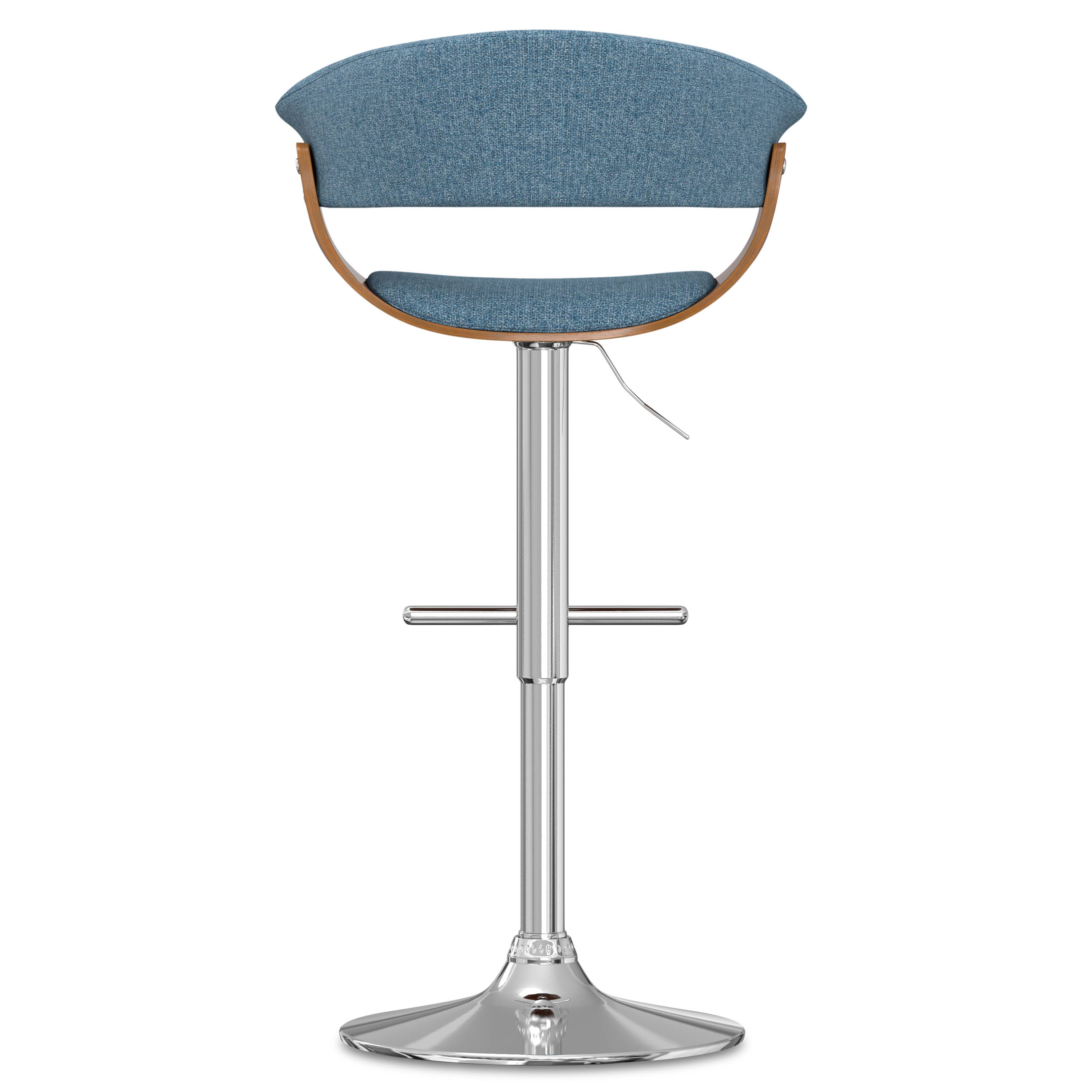 Alt View 2. Simpli Home - Sheldon Mid Century Modern 34 inch Adjustable Swivel Bar Stool in Denim Blue Woven Polyester Fabric - Denim Blue.