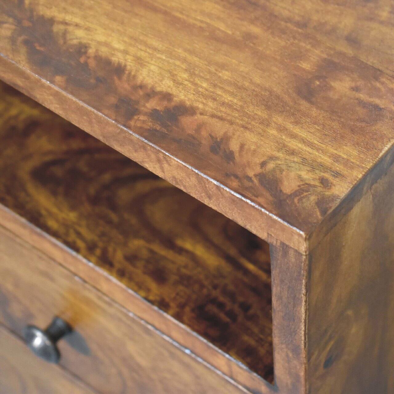 Alt View 2. Artisan Furniture - Artisan Furniture Solid Wood Mini Classic Chestnut Nightstand, 2 Drawer, 1 Open Shelve, Brown - Chestnut.