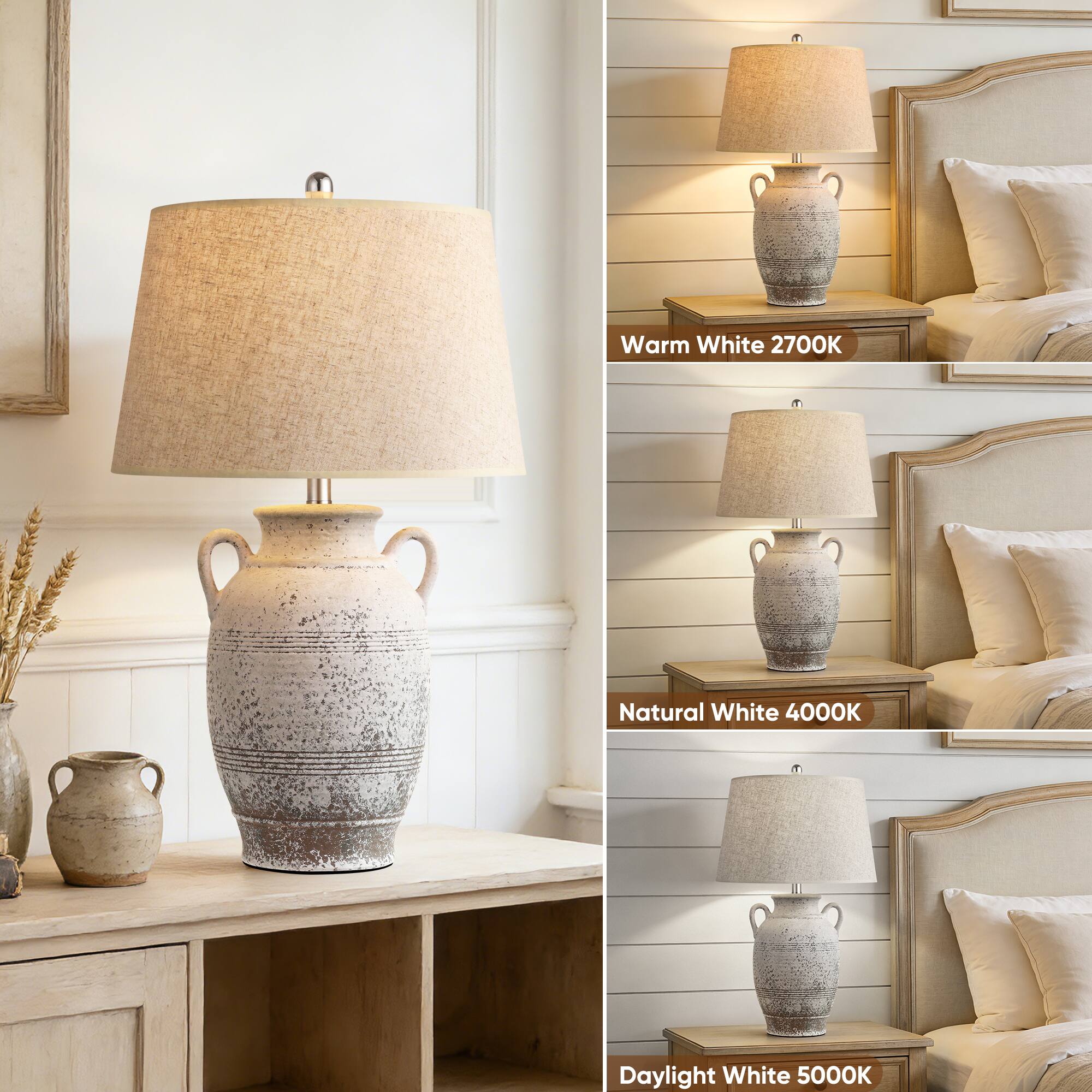 Warm White 2700K  
Natural White 4000K  
Daylight White 5000K