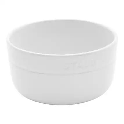 Front. Staub - Staub Ceramic Dinnerware 4-pc 5-inch Cereal Bowl Set - White - White.