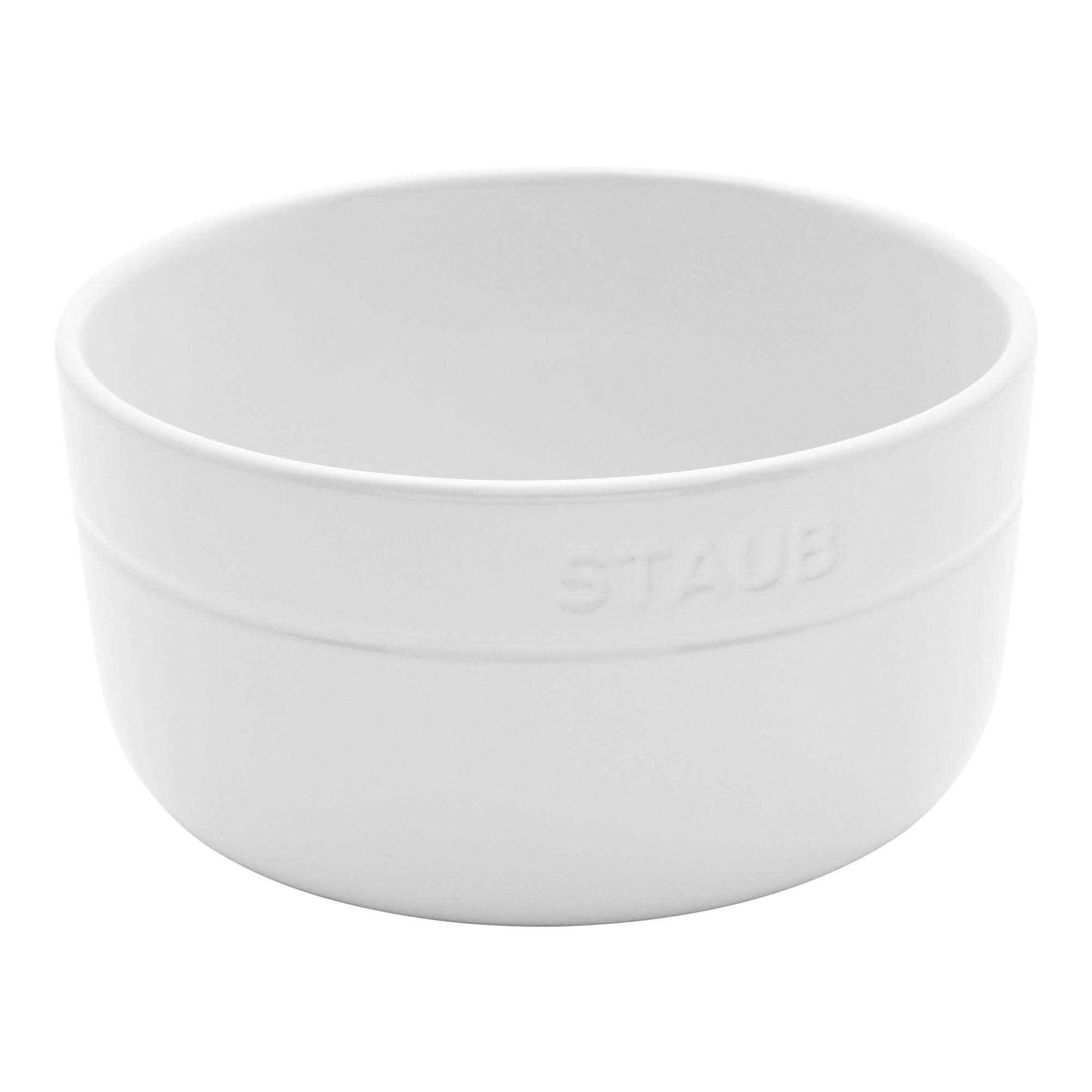 Front. Staub - Staub Ceramic Dinnerware 4-pc 5-inch Cereal Bowl Set - White - White.