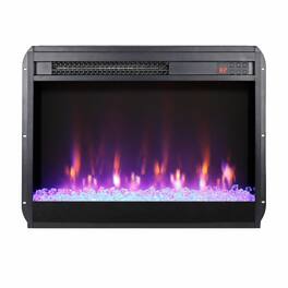 RYHNUYNE - 23 Inch Electric Fireplace Insert – Ultra Thin Heater with Crystal & Realistic Flame, Remote Control & Timer - Antique Black