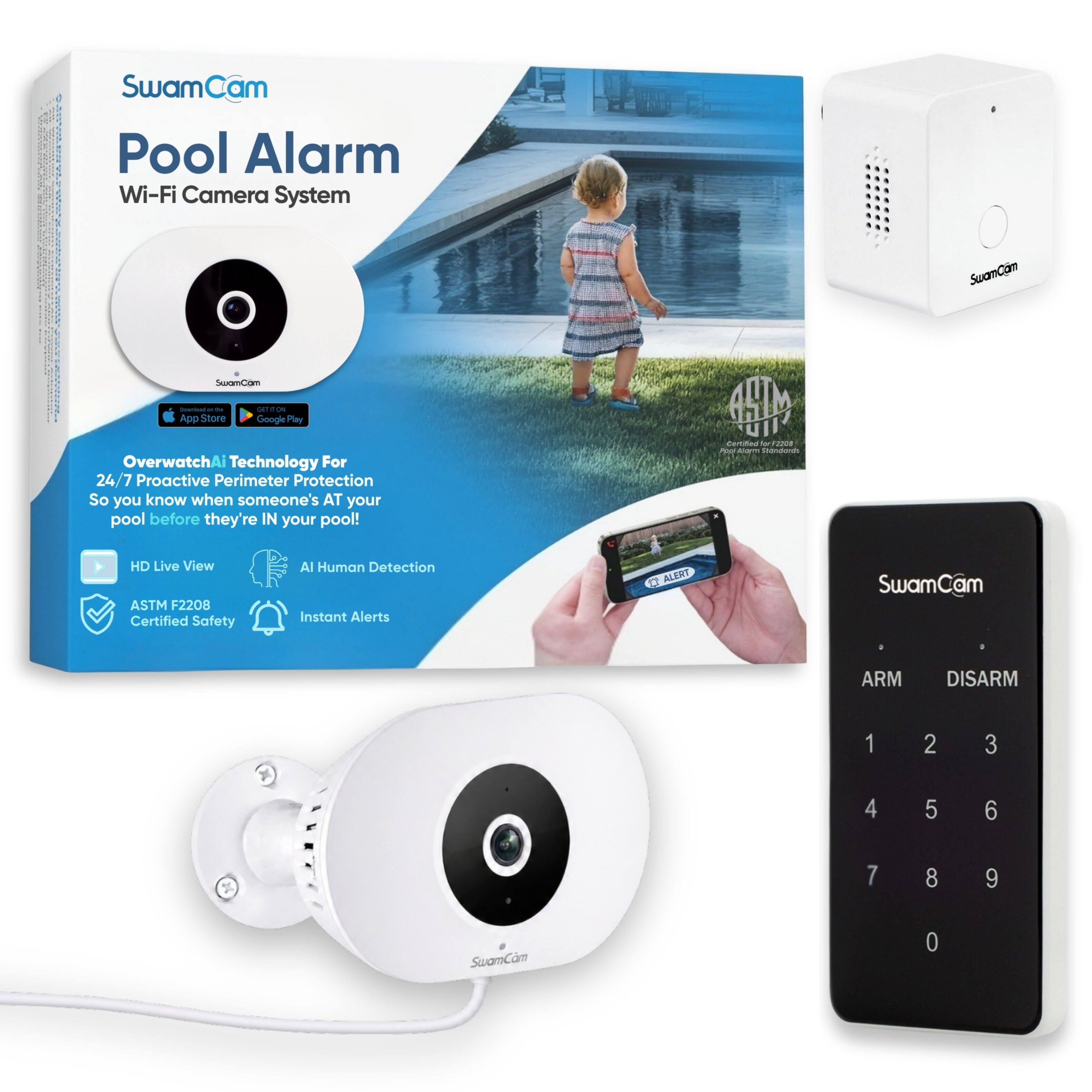 SwamCam Pool Alarm Wi-Fi Camera System

SwamCam

Overwatch AI Technology For 24/7 Proactive Perimeter Protection
So you know when someone's AT your pool before they're IN your pool!

- HD Live View
- AI Human Detection
- ASTM F2208 Certified Safety
- Instant Alerts

ARM DISARM

1 2 3
4 5 6
7 8 9
0