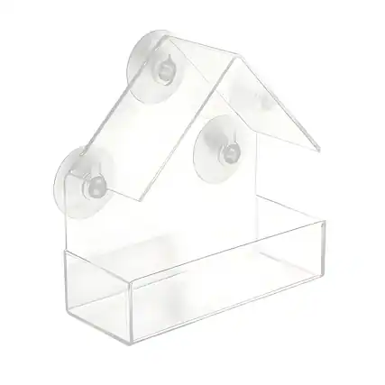 Front. Kitcheniva - Acrylic Clear Bird Feeder with Suction Cups - Clear.