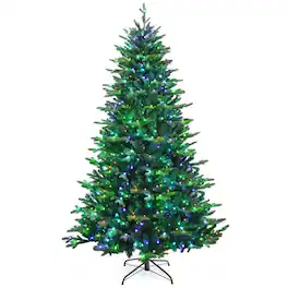Kadyn - Home Party Christmas Tree Decorations,Pre-lit Artificial Hinged Christmas Tree with APP Controlled LED Lights-8 ft - Green