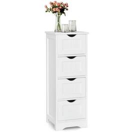 Kadyn - Floor Wooden Free Standing Storage Side Organizer for Bathroom- Bathroom Cabinets for Entryway Storage - White