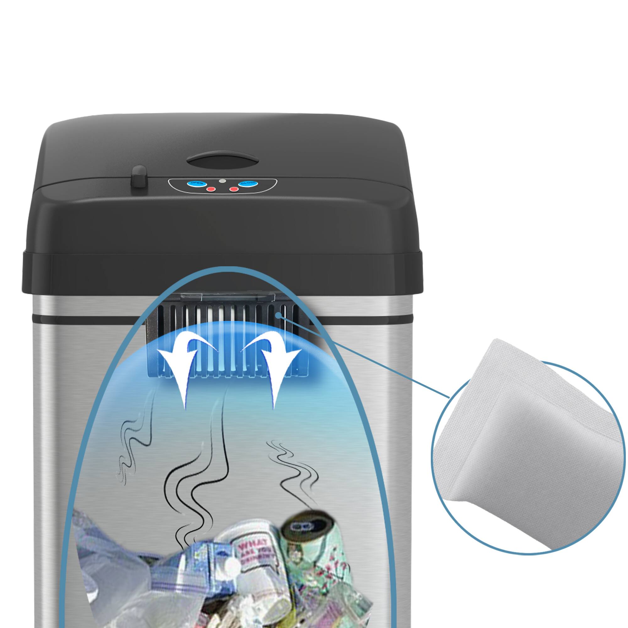 Alt View 12. iTouchless - 13-Gal. Touchless Trash Can - Stainless Steel/Black.