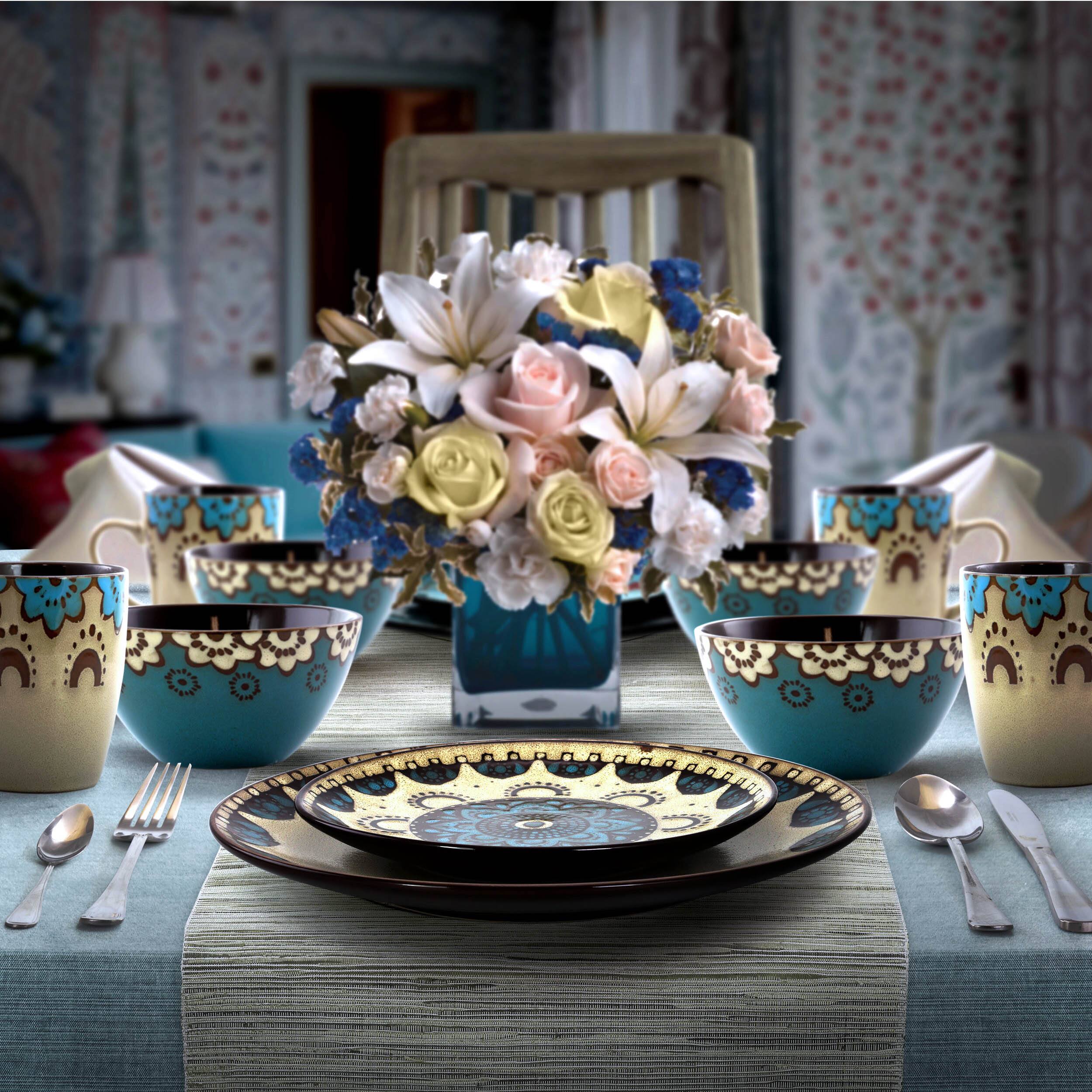 Alt View 7. Elama - Elama Clay Heart 16 Piece Luxurious Stoneware Dinnerware with Complete Setting for 4, 16pc - Multi-Color.