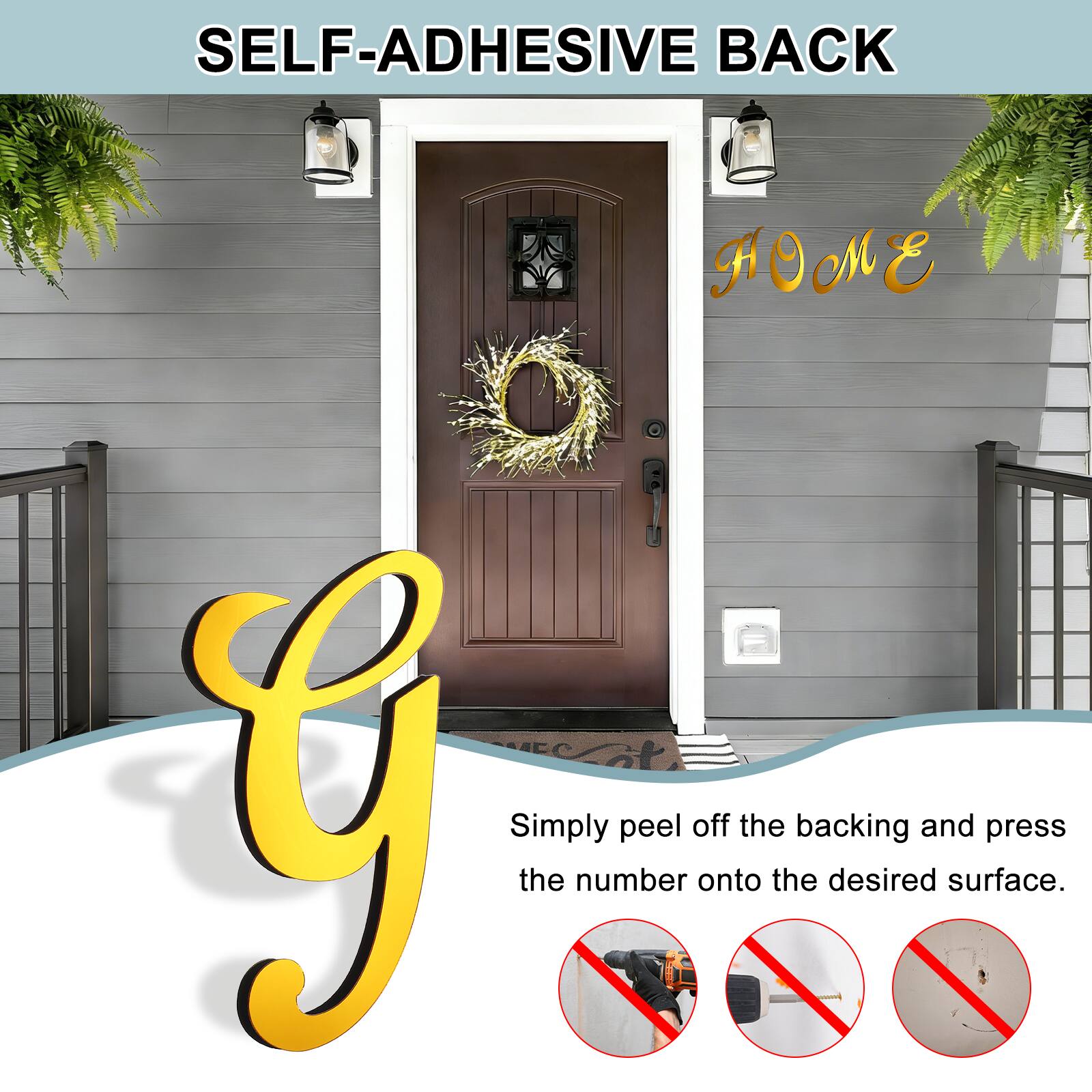 SELF-ADHESIVE BACK

Simply peel off the backing and press the number onto the desired surface.
