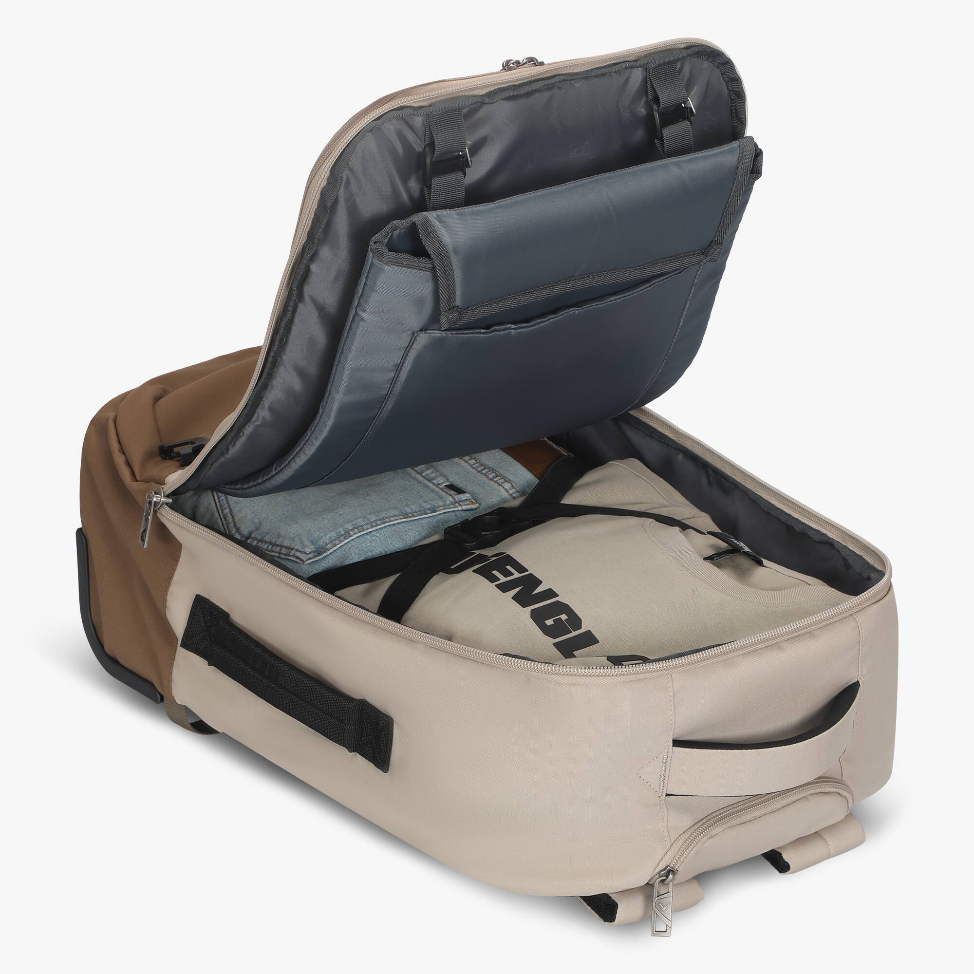 Alt View 1. Hynes Eagle - Rolling Travel Backpack (42L) - Beige.