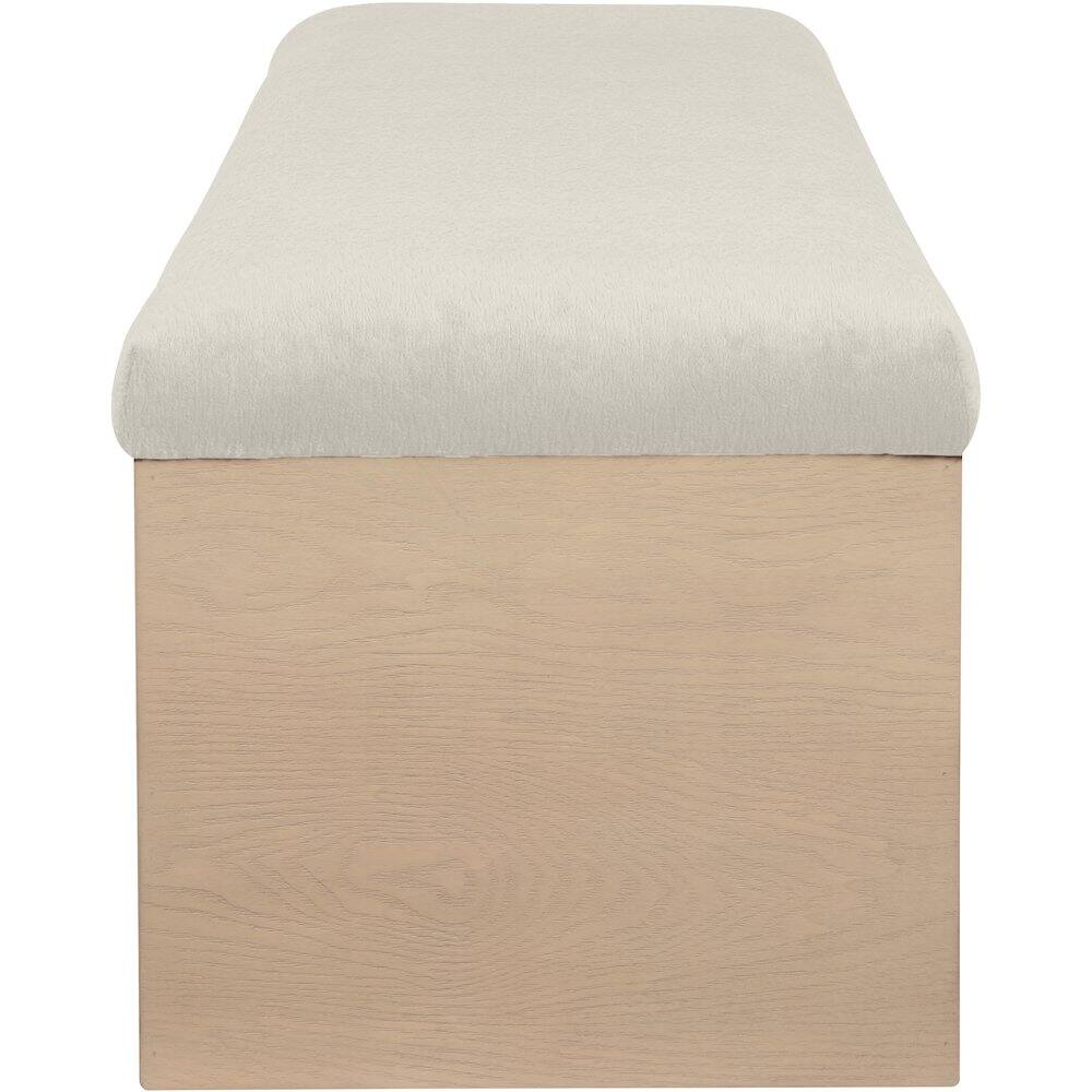 Alt View 3. Meridian Furniture - Lawson Cream Velour Fur Fabric Bench - Beige.