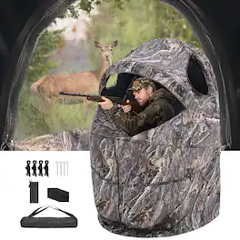 VEVOR - Hunting Blind, Single Person Ground Blinds with Carrying Bag, Portable Camouflage Tent, Reinforced Durable Concealed - camouflage color
