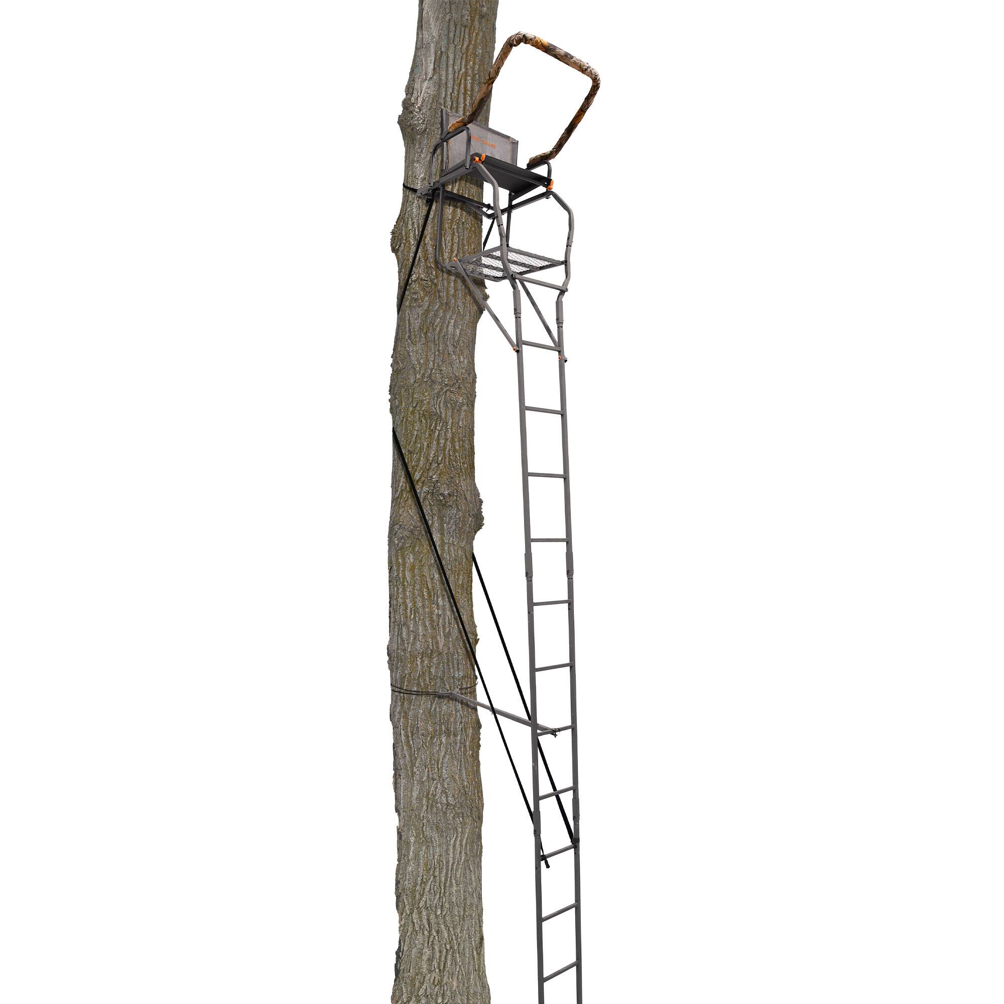 Alt View 7. Big Game Treestands - Big Game Striker XL 17.5' Ladder Treestand with Flip-Back Seat and Rail, Black - Black.