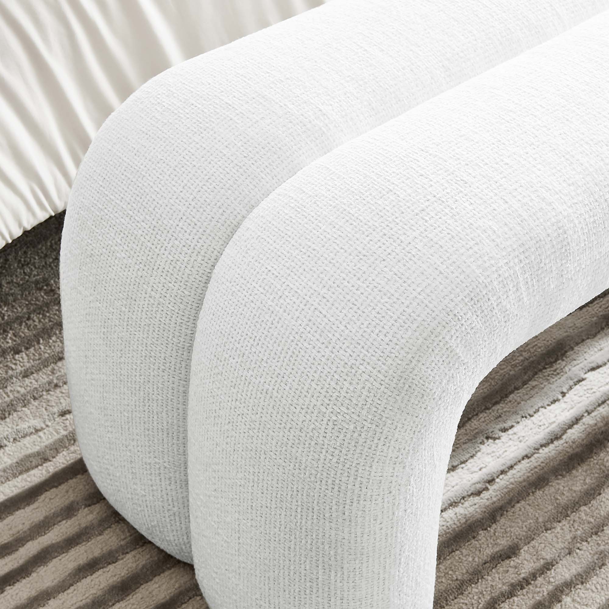 Alt View 5. Modway - Dax 50.5" Chenille Upholstered Accent Bench by Modway - White.