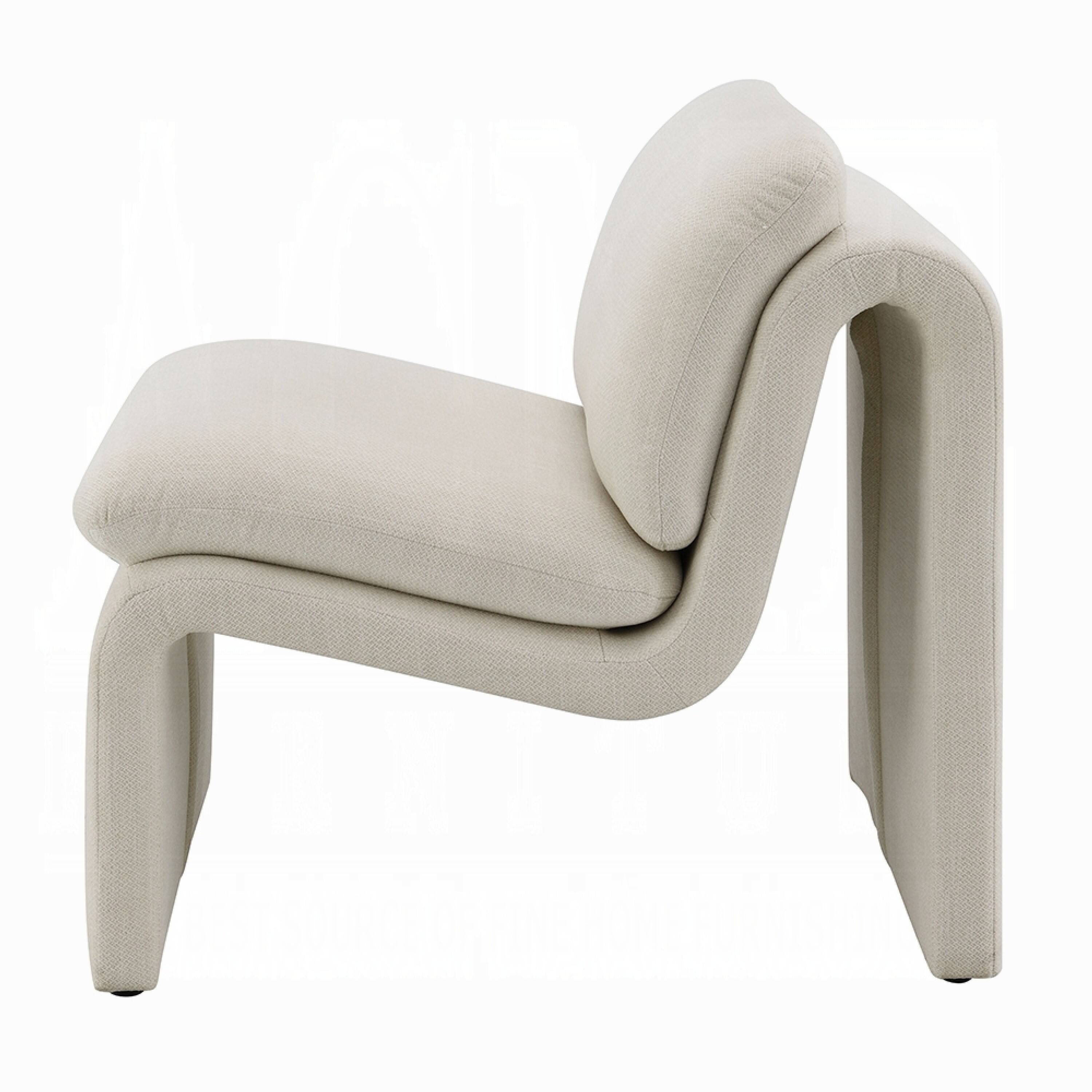 Alt View 2. Manhattan Lane - Kami Accent Chair, Curved Open Base, Armless Modern Ivory Boucle - Ivory.