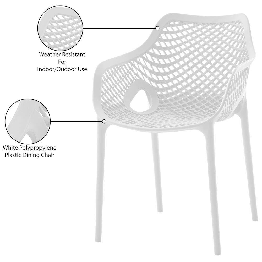 Weather Resistant  
For Indoor/Outdoor Use  

White Polypropylene Plastic Dining Chair