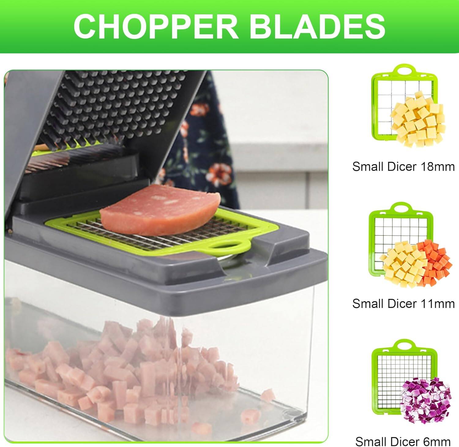 CHOPPER BLADES

- Small Dicer 18mm
- Small Dicer 11mm
- Small Dicer 6mm