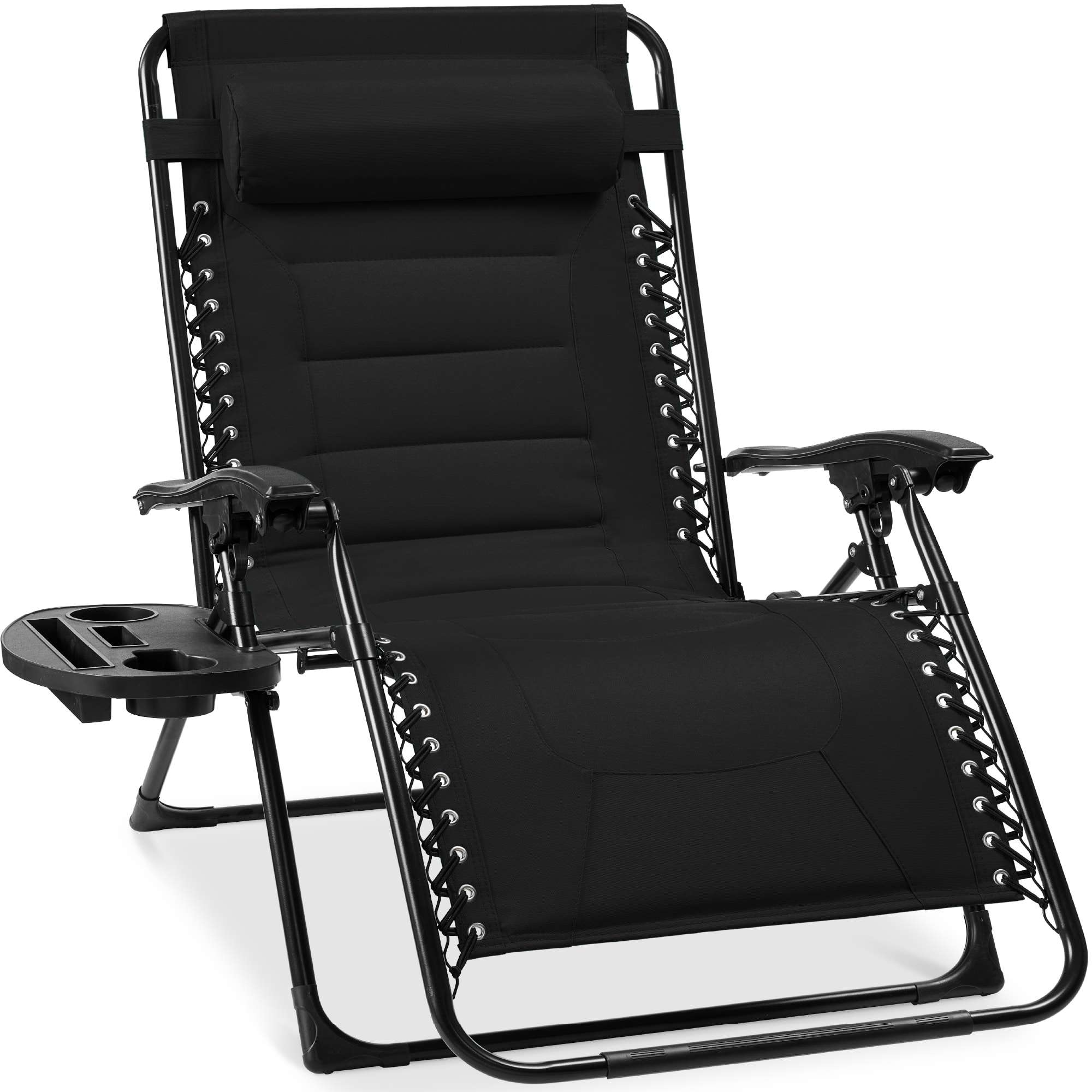 Front. Best Choice Products - Best Choice Products Oversized Padded Zero Gravity Chair, Folding Outdoor Patio Recliner w/ Side Tray - Black - Black.