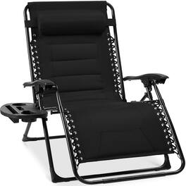 Best Choice Products - Oversized Padded Zero Gravity Chair, Folding Outdoor Patio Recliner w/ Side Tray - Black