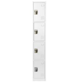 AdirOffice - Storage Locker 629-Series 72" H 4-Tier Steel Key Lock 4-Shelf Locker with Key Lock - White