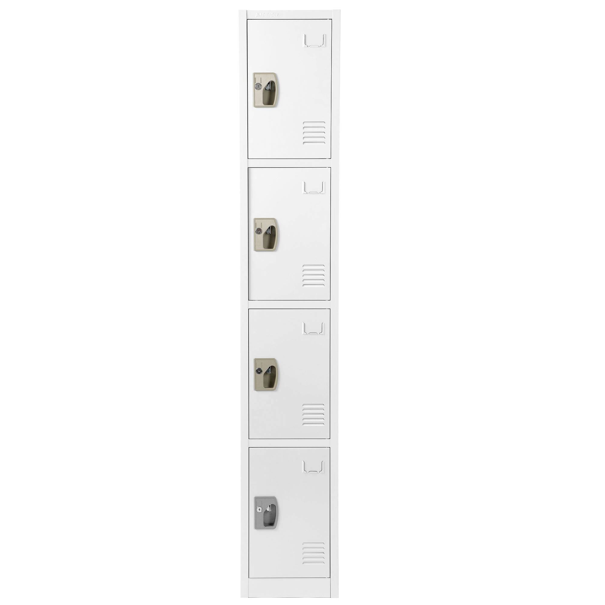Front. AdirOffice - Storage Locker 629-Series 72" H 4-Tier Steel Key Lock 4-Shelf Locker with Key Lock - White.