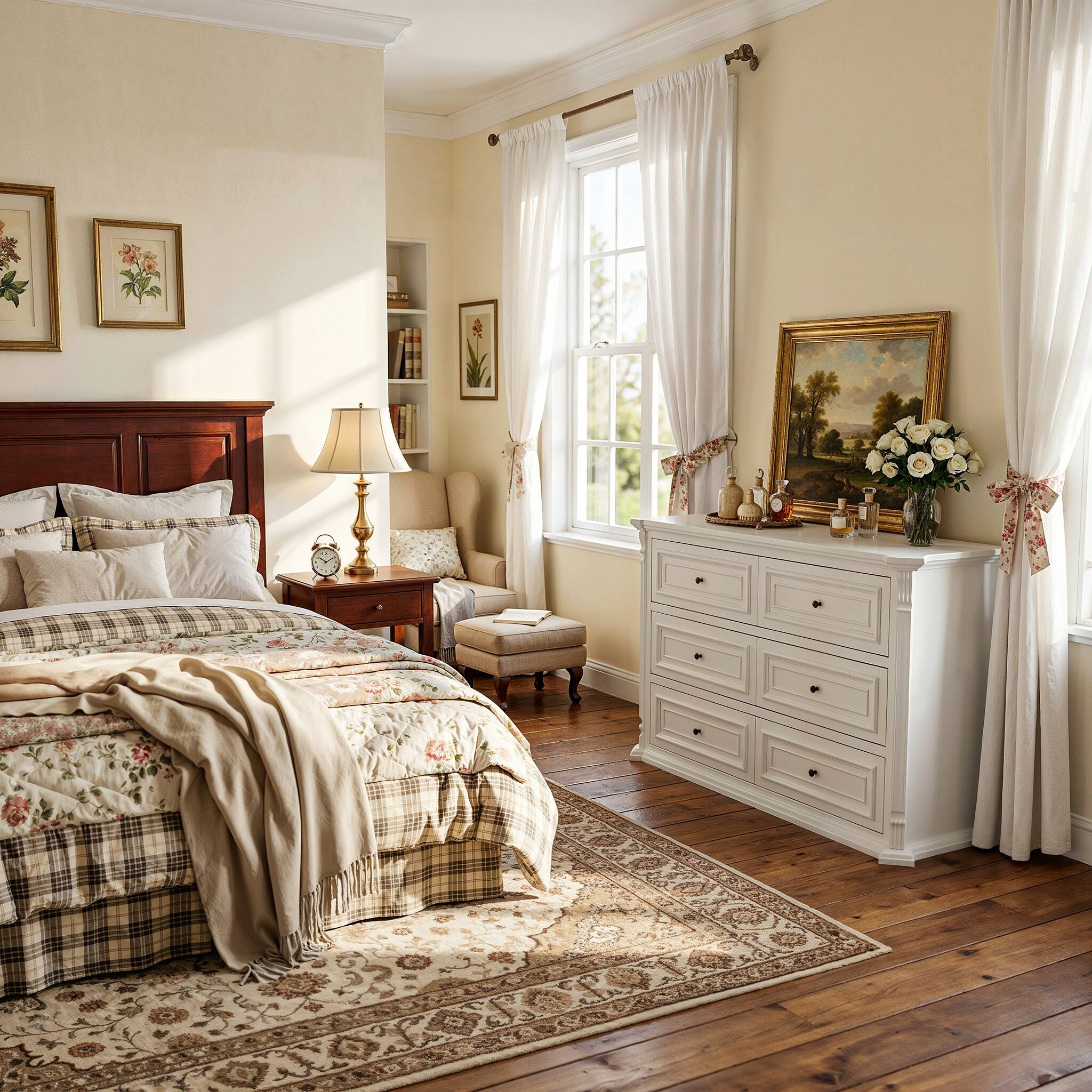 Back. Famapy - 6-drawer dresser, bedroom dresser, wide chest of drawers, storage dresser, European-style furniture, quiet-glide slides - White.