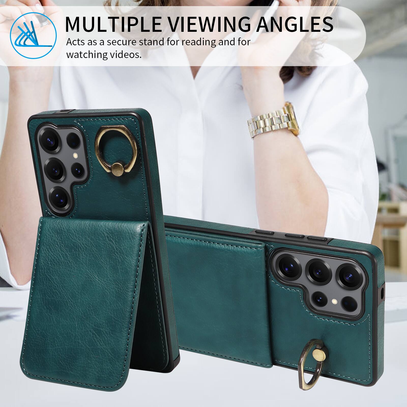 MULTIPLE VIEWING ANGLES  
Acts as a secure stand for reading and for watching videos.