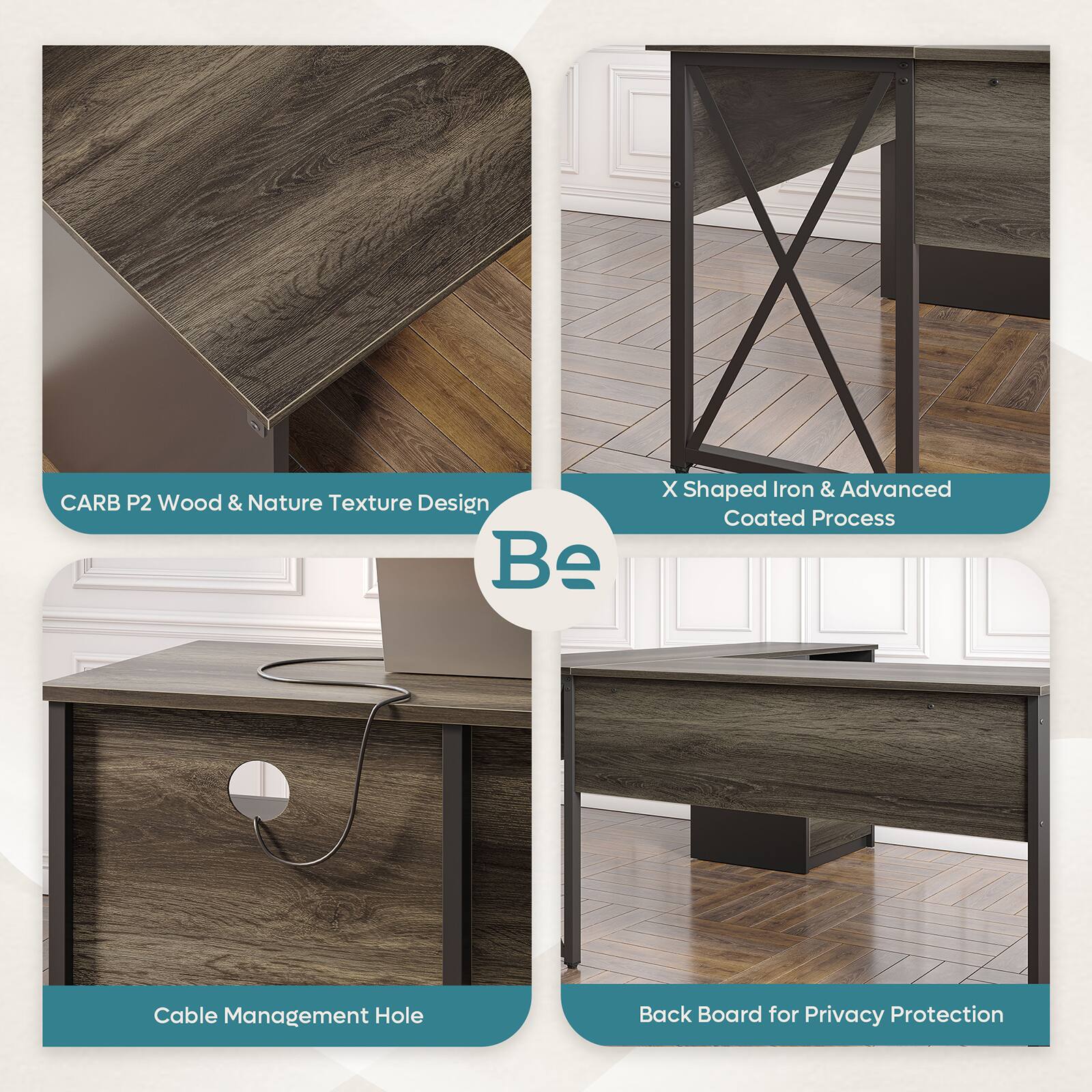 Group:
1. CARB P2 Wood & Nature Texture Design Be X Shaped Iron & Advanced Coated Process
2. Cable Management Hole Back Board for Privacy Protection
Corrected text:
1. CARB P2 Wood & Nature Texture Design Be X Shaped Iron & Advanced Coated Process
2. Cable Management Hole Back Board for Privacy Protection